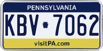 PA license plate KBV7062