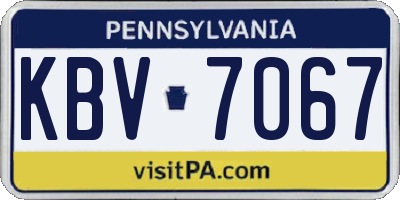 PA license plate KBV7067