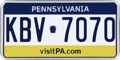 PA license plate KBV7070
