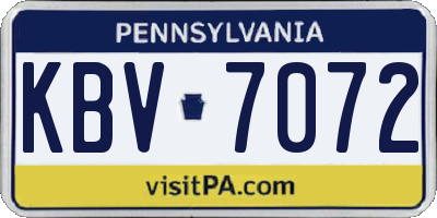 PA license plate KBV7072