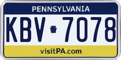 PA license plate KBV7078