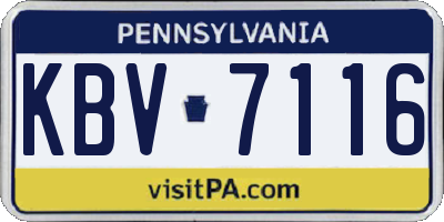 PA license plate KBV7116