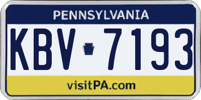 PA license plate KBV7193