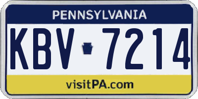 PA license plate KBV7214