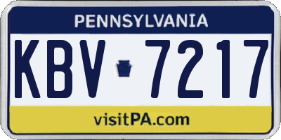 PA license plate KBV7217
