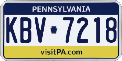PA license plate KBV7218