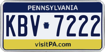 PA license plate KBV7222