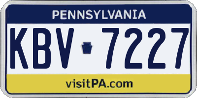 PA license plate KBV7227