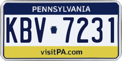 PA license plate KBV7231