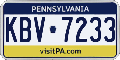 PA license plate KBV7233