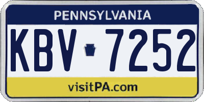 PA license plate KBV7252