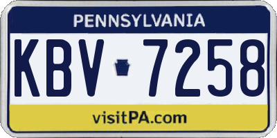 PA license plate KBV7258