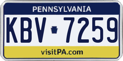 PA license plate KBV7259