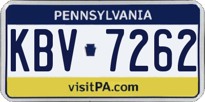 PA license plate KBV7262