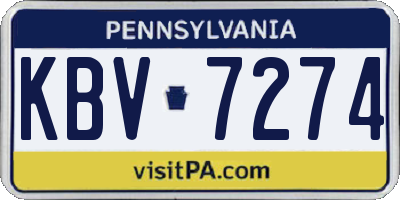 PA license plate KBV7274