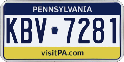 PA license plate KBV7281