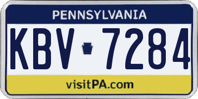 PA license plate KBV7284