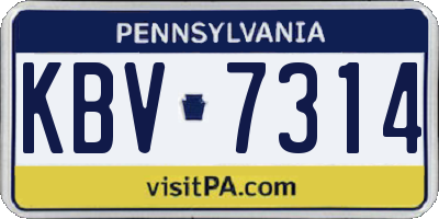 PA license plate KBV7314