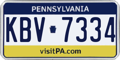 PA license plate KBV7334