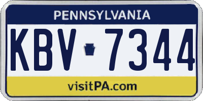 PA license plate KBV7344