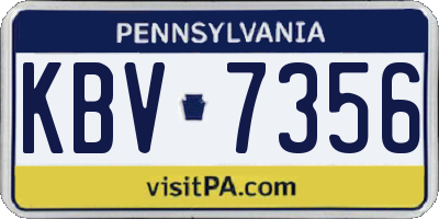 PA license plate KBV7356