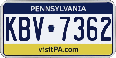PA license plate KBV7362