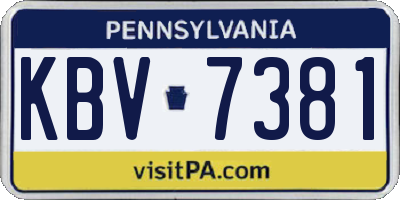PA license plate KBV7381