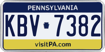 PA license plate KBV7382