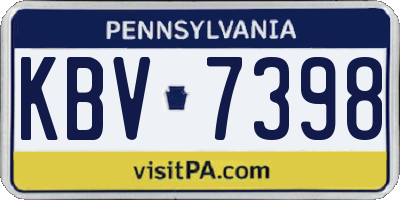 PA license plate KBV7398