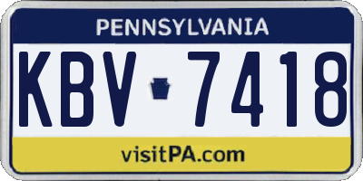PA license plate KBV7418
