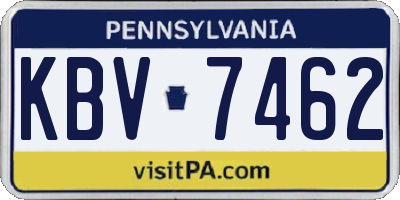 PA license plate KBV7462