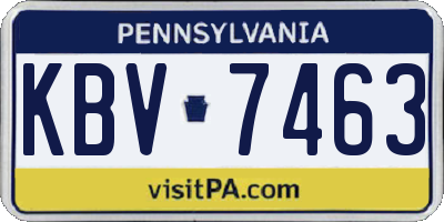 PA license plate KBV7463