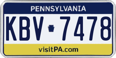 PA license plate KBV7478