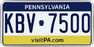 PA license plate KBV7500