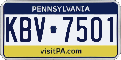 PA license plate KBV7501
