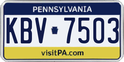 PA license plate KBV7503