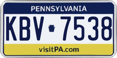 PA license plate KBV7538