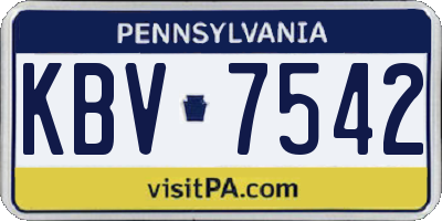 PA license plate KBV7542
