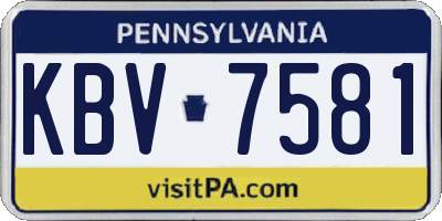 PA license plate KBV7581