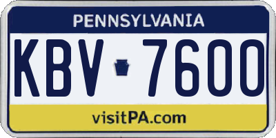 PA license plate KBV7600