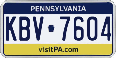 PA license plate KBV7604