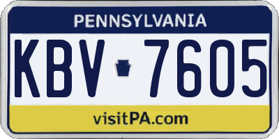 PA license plate KBV7605