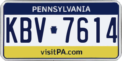 PA license plate KBV7614