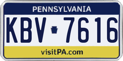 PA license plate KBV7616