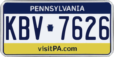 PA license plate KBV7626