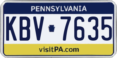 PA license plate KBV7635