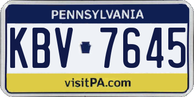 PA license plate KBV7645
