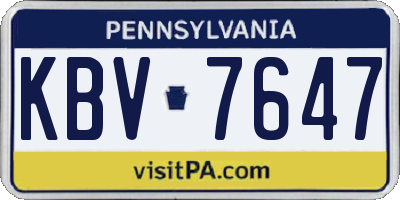 PA license plate KBV7647