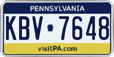 PA license plate KBV7648