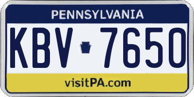 PA license plate KBV7650